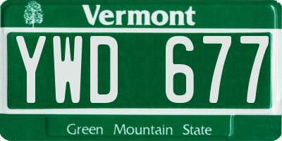 VT license plate YWD677