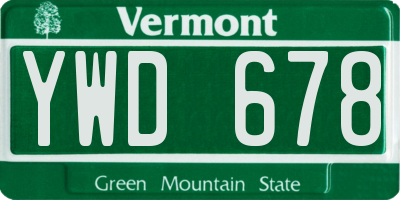 VT license plate YWD678