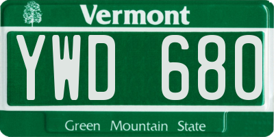 VT license plate YWD680