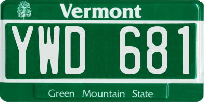 VT license plate YWD681