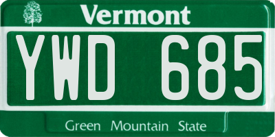 VT license plate YWD685