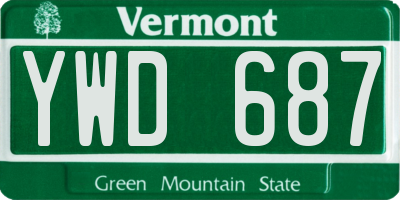 VT license plate YWD687