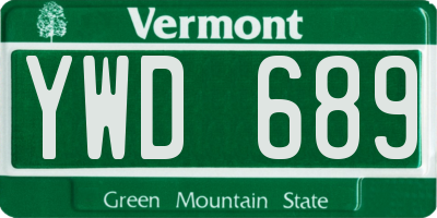 VT license plate YWD689