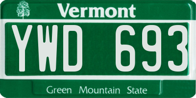 VT license plate YWD693