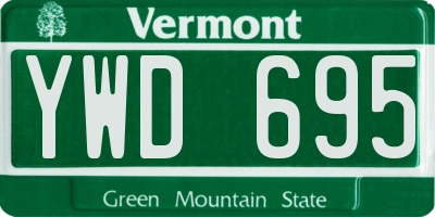VT license plate YWD695