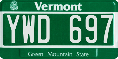 VT license plate YWD697