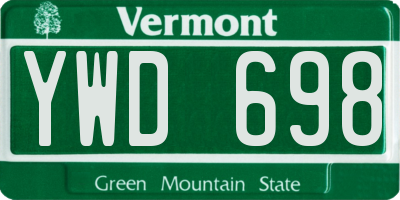 VT license plate YWD698