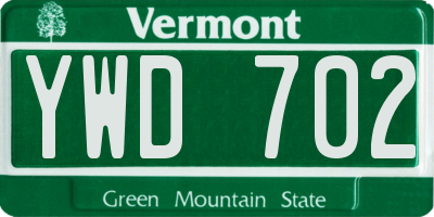 VT license plate YWD702