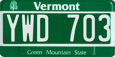 VT license plate YWD703