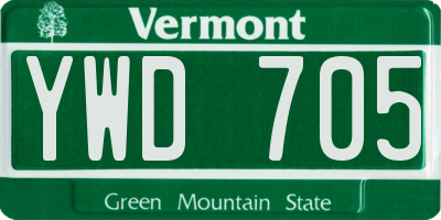 VT license plate YWD705