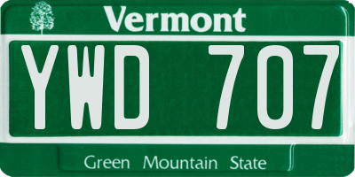 VT license plate YWD707