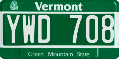 VT license plate YWD708