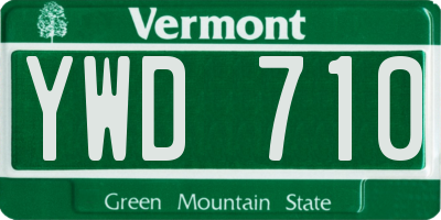 VT license plate YWD710