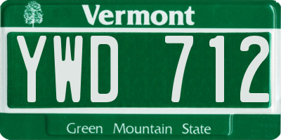 VT license plate YWD712