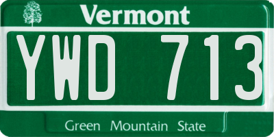 VT license plate YWD713