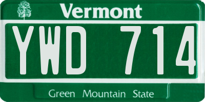 VT license plate YWD714