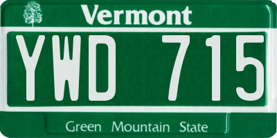 VT license plate YWD715