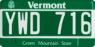VT license plate YWD716