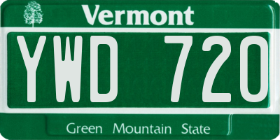 VT license plate YWD720