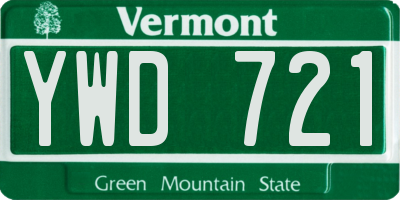 VT license plate YWD721