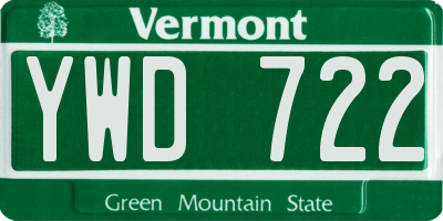VT license plate YWD722
