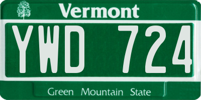 VT license plate YWD724