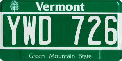 VT license plate YWD726