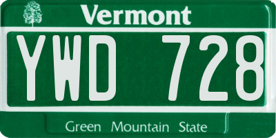 VT license plate YWD728