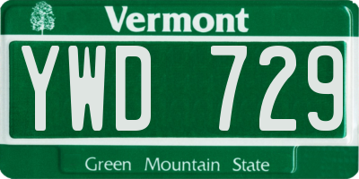 VT license plate YWD729