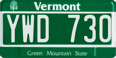 VT license plate YWD730