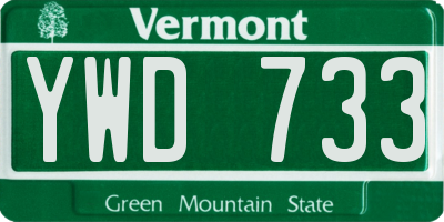 VT license plate YWD733
