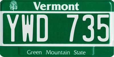 VT license plate YWD735
