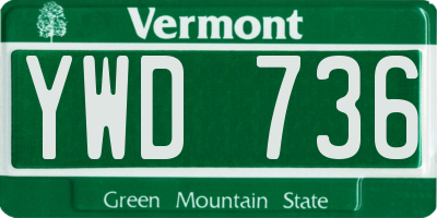 VT license plate YWD736