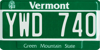 VT license plate YWD740