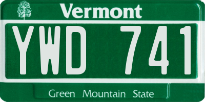 VT license plate YWD741