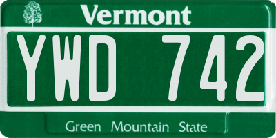 VT license plate YWD742