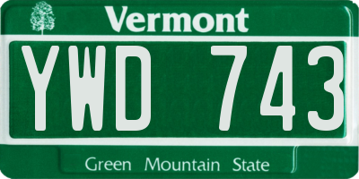 VT license plate YWD743