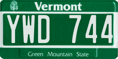 VT license plate YWD744