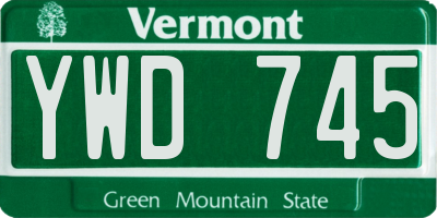 VT license plate YWD745