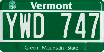 VT license plate YWD747