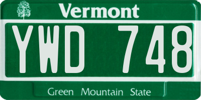 VT license plate YWD748