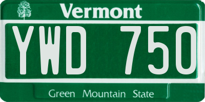 VT license plate YWD750