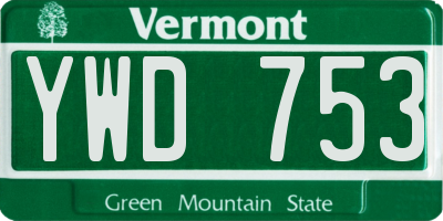 VT license plate YWD753