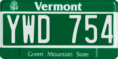 VT license plate YWD754
