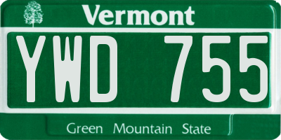 VT license plate YWD755