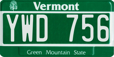 VT license plate YWD756