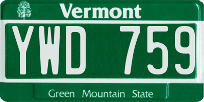 VT license plate YWD759