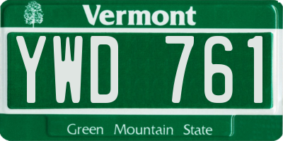 VT license plate YWD761