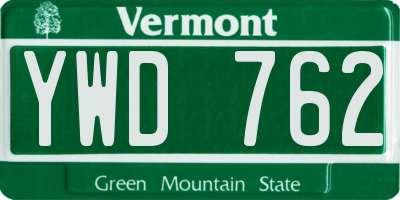 VT license plate YWD762