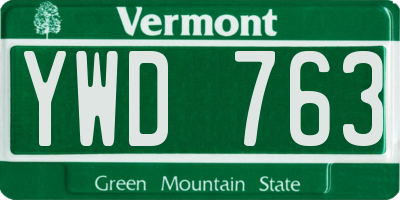 VT license plate YWD763